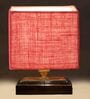 Pink  Shade Table Lamp With Wood Base