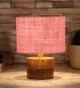 Pink  Shade Table Lamp With Wood Base