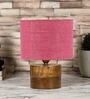 Pink  Shade Table Lamp With Wood Base