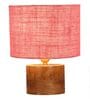 Pink  Shade Table Lamp With Wood Base