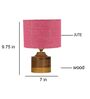 Pink  Shade Table Lamp With Wood Base