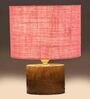 Pink  Shade Table Lamp With Wood Base