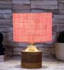 Pink  Shade Table Lamp With Wood Base