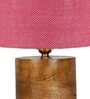 Pink  Shade Table Lamp With Wood Base