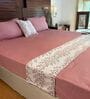 Primose Pink and White 100% Cotton 18x96 Inches Embroidered Floral Bed Runner