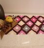 Floral Diamond (72x13) Pink & Brown Cotton Table Runner