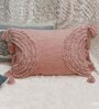 Pink Woven Cotton 24 x 16 Inches Cushion Cover