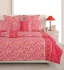 Pink Floral 120 TC Cotton Blend Queen Sized Bed Sheets with 2 Pillow Covers