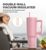 Pink 1200ml Stainless Steel Double Insulated Leak Proof Coffee Tumbler with Lid & Straw