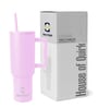 Pink 1200ml Stainless Steel Double Insulated Leak Proof Coffee Tumbler with Lid & Straw