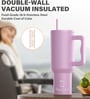 Pink 1200ml Stainless Steel Double Insulated Leak Proof Coffee Tumbler with Lid & Straw