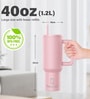 Pink 1200ml Stainless Steel Double Insulated Leak Proof Coffee Tumbler with Lid & Straw