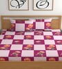 Pink 180 TC Floral Cotton Fitted Double Bedsheet 2 Pillow covers
