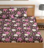 Pink 180 TC Floral Cotton Fitted Double Bedsheet 2 Pillow covers