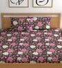 Pink 180 TC Floral Cotton Fitted Double Bedsheet 2 Pillow covers
