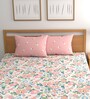 Pink 180 TC Floral Cotton Fitted Double Bedsheet 2 Pillow covers