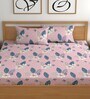 Pink 180 TC Floral Cotton Fitted Double Bedsheet 2 Pillow covers