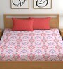 Pink 180 TC Floral Cotton Queen Double Bedsheet 2 Pillow covers