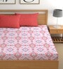Pink 180 TC Floral Cotton Queen Double Bedsheet 2 Pillow covers