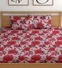 Pink 180 TC Floral Cotton Queen Double Bedsheet 2 Pillow covers