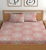 Pink 180 TC Floral Cotton Queen Double Bedsheet 2 Pillow covers