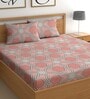 Pink 180 TC Floral Cotton Queen Double Bedsheet 2 Pillow covers