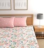 Pink 180 TC Floral Cotton Queen Double Bedsheet 2 Pillow covers