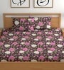 Pink 180 TC Floral Cotton Queen Double Bedsheet 2 Pillow covers