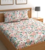 Pink 180 TC Floral Cotton Queen Double Bedsheet 2 Pillow covers