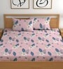 Pink 180 TC Floral Cotton Queen Double Bedsheet 2 Pillow covers