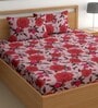 Pink 180 TC Floral Cotton Queen Double Bedsheet 2 Pillow covers