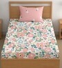 Pink 180 TC Floral Cotton Single Bedsheet Pillow covers