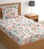 Pink 180 TC Floral Cotton Single Bedsheet Pillow covers
