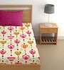 Pink 180 TC Floral Cotton Single Bedsheet Pillow covers