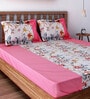 Pink Floral 200 TC Cotton 1 Double King Size Bedsheet with 2 Pillow Covers