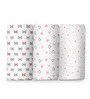 Pink 3 Design 44 x 44 In 130 TC Organic Baby Swaddle Wrap in Super Soft Muslin, Set of 3
