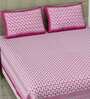 Pink Traditional 108 TC Cotton King Sized Bed Sheets with 2 Pillow Covers