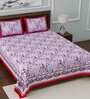Pink Floral 108 TC Cotton King Sized Bed Sheets with 2 Pillow Covers