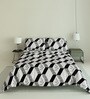 Black and Grey Floral 180 TC Cotton Queen Sized Double Bedsheet with 2 Pillow Covers
