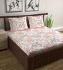 Pink Floral 144 TC Cotton Double Bedsheet with 2 Pillow Covers