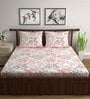 Pink Floral 144 TC Cotton Double Bedsheet with 2 Pillow Covers