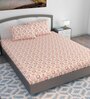 Pink Abstract 144 TC Cotton King Size Bedsheet With 2 Pillow Covers