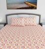 Pink Abstract 144 TC Cotton King Size Bedsheet With 2 Pillow Covers