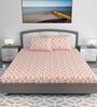 Pink Abstract 144 TC Cotton King Size Bedsheet With 2 Pillow Covers