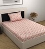 Pink Abstract 144 TC Cotton Single Bedsheet with Pillow Cover