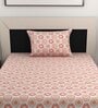 Pink Abstract 144 TC Cotton Single Bedsheet with Pillow Cover
