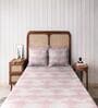 Pink Abstract 144 TC Cotton King Sized Double Bedsheet with 2 Pillow Covers Serene Cascade Collection