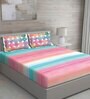 Pink Abstract 150 TC Cotton Queen Sized Bed Sheets with 2 Pillow Covers