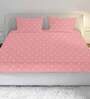 Pink Abstract 210 TC Cotton Satin King Bedsheet With 2 Pillow Covers Elementals Collection