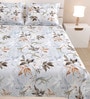 White Abstract 220 Tc Cotton Super King Bedsheet With 2 Pillow Covers